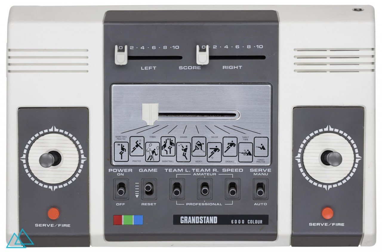 Top view dedicated video game console Grandstand 6000 colour