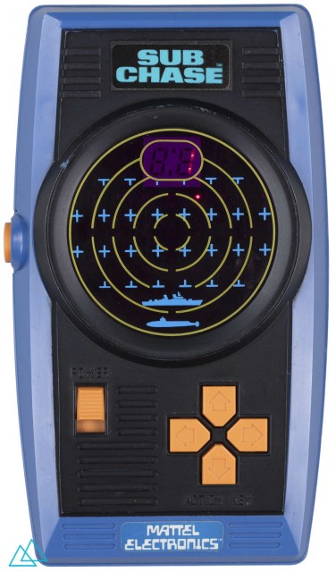 Top view dedicated video game handheld console Mattel Subchase